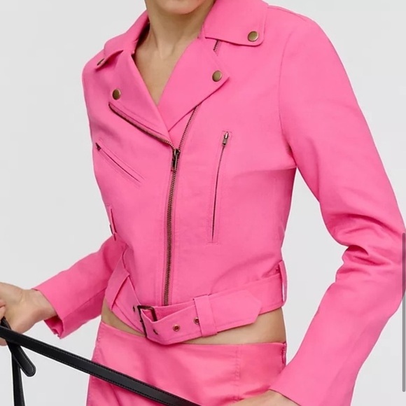Anthropologie Jackets & Blazers - Anthropologie DOLAN Pink Linen Moto Jacket